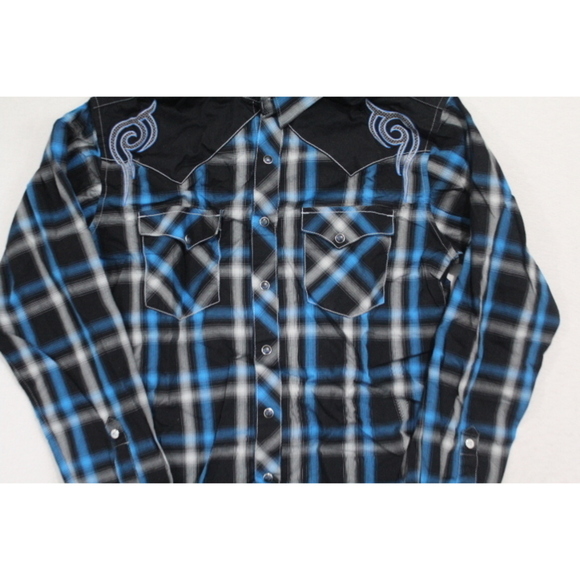 Rock 47 By Wrangler Men Shirt Button Down Pearl Snap Size Small - Picture 3 of 8